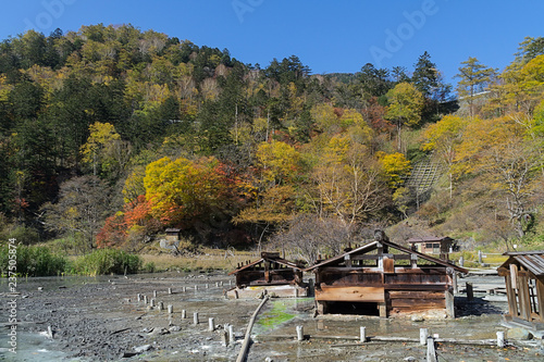 Yumoto Onsen in autumn, Nikko, Japan photo