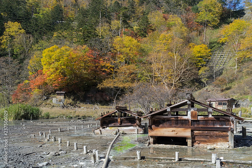 Yumoto Onsen in autumn, Nikko, Japan photo