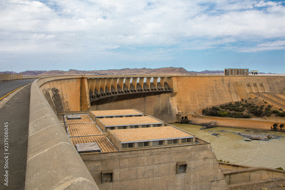 Gariep dam on the Orange River in South Africa, the largest dam in South Africa