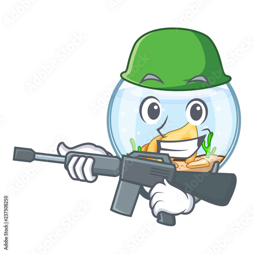 Army cartoon goldfish a in on fishbowl