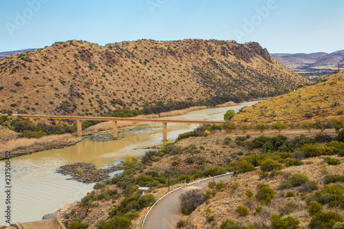 Fototapeta Naklejka Na Ścianę i Meble -  Gariep dam on the Orange River in South Africa, the largest dam in South Africa