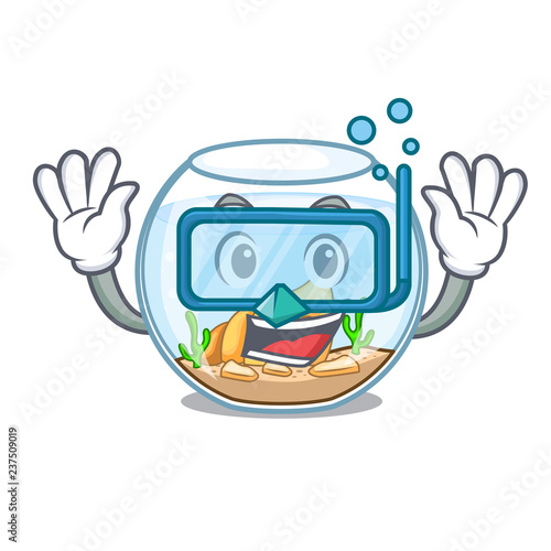 Diving fishbowl in glass sphere on mascot