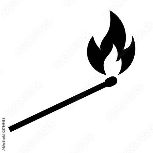 Burning match. Icon
