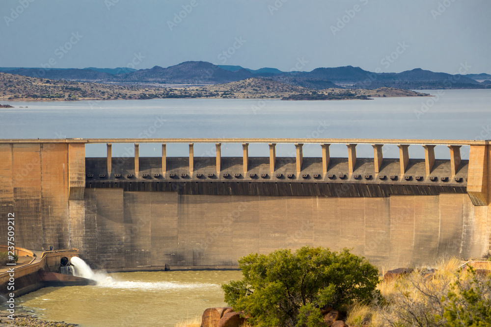 Gariep dam on the Orange River in South Africa, the largest dam in South Africa