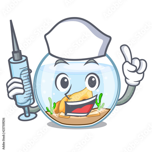 Nurse fishbowl in glass sphere on mascot