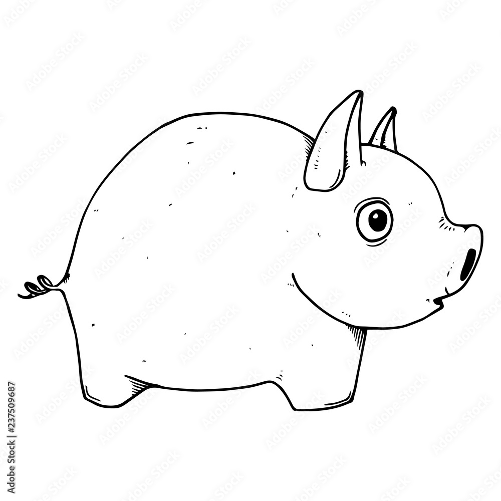 Pig is the symbol of the new year. Vector illustration of a pig. Icon