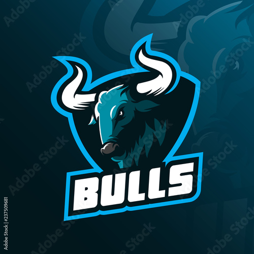 Bull head mascot logo vector design illustration with concept of angry face, for sport team, icon, tshirt and emblem.