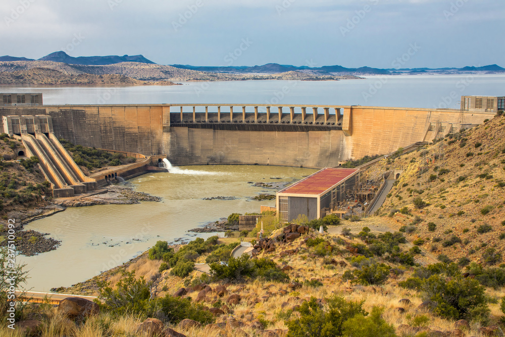 Gariep dam on the Orange River in South Africa, the largest dam in South Africa