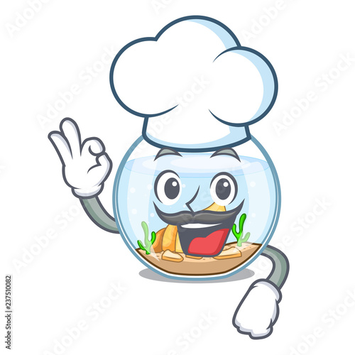 Chef fishbowl in glass sphere on mascot