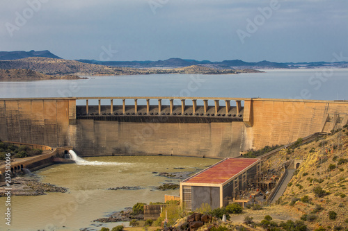 Gariep dam on the Orange River in South Africa, the largest dam in South Africa