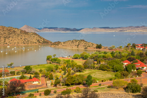 Gariep dam on the Orange River in South Africa, the largest dam in South Africa photo