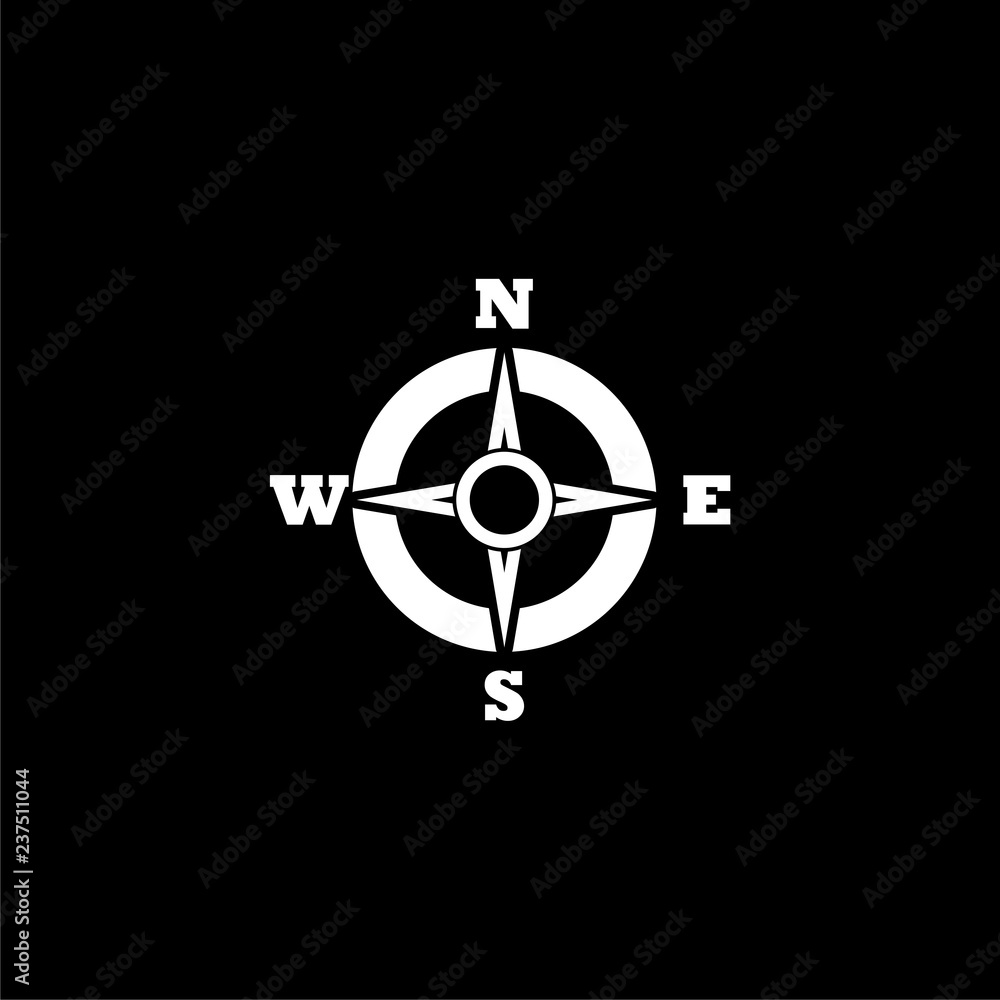 Compass icon or logo on dark background Compass icon or logo on dark background