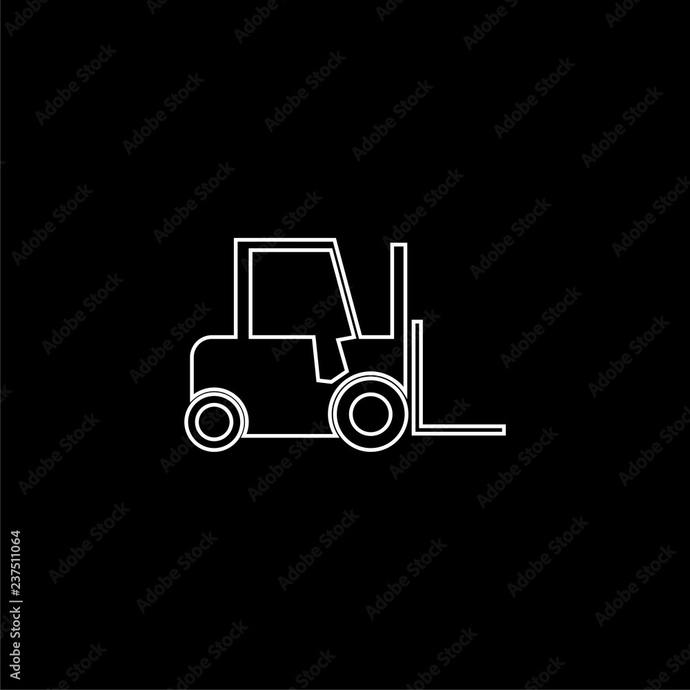 Forklift line icon or logo on dark background Forklift line icon or logo on dark background