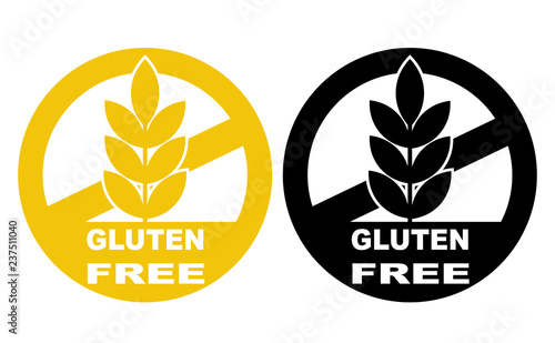 Gluten free label vector icons set. No wheat symbols templates design for gluten free food package or dietetic product nutrition sign