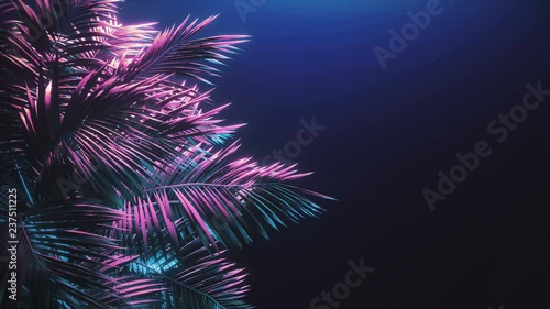 Wallpaper Mural Tropical palm tree at night. Neon light.  Torontodigital.ca