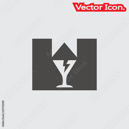 Broken glass icon isolated sign symbol and flat style for app  web and digital design. Vector illustration.