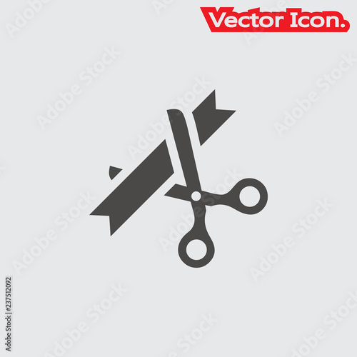 Ceremony ribbon cut icon isolated sign symbol and flat style for app, web and digital design. Vector illustration.