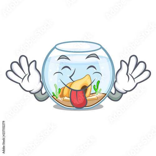 Tongue out fishbowl in a funny on cartoon