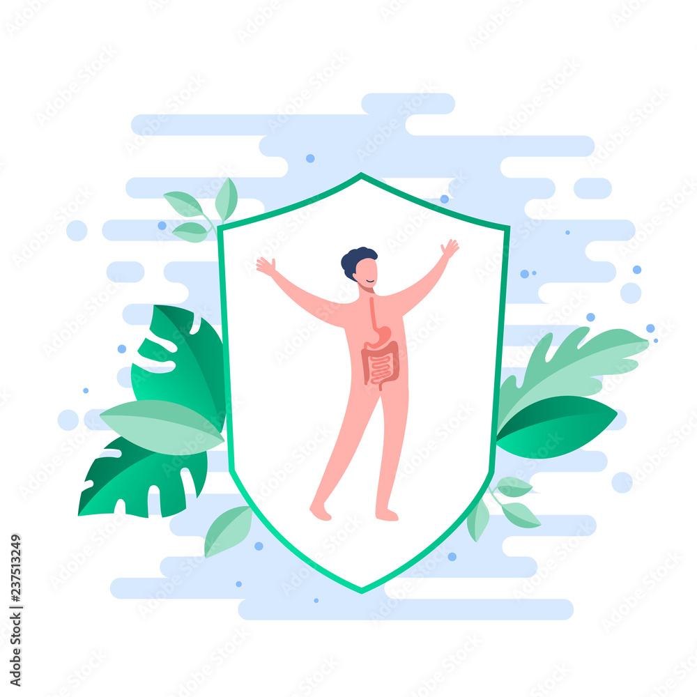 Probiotics benefits. Scheme of influence of probiotics on a human body. Probiotics benefits. Scheme of influence of probiotics on a human body.