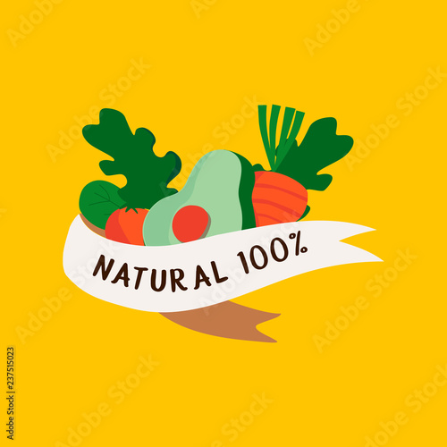 Natural fresh food badge vector