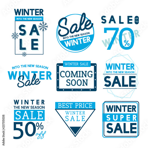Set of winter sale badge vectors