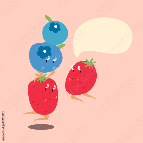 Fresh berry fruits with a blank speech bubble cartoon character vector