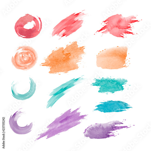 Watercolor geometric shapes vector set