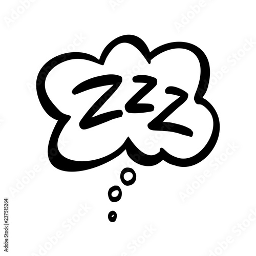 Sleep comic bubble zzz. Sleeping bubble icon hand drawn vector Lettering.