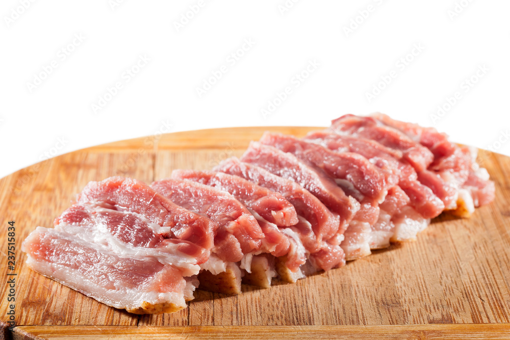Sliced lard with meat