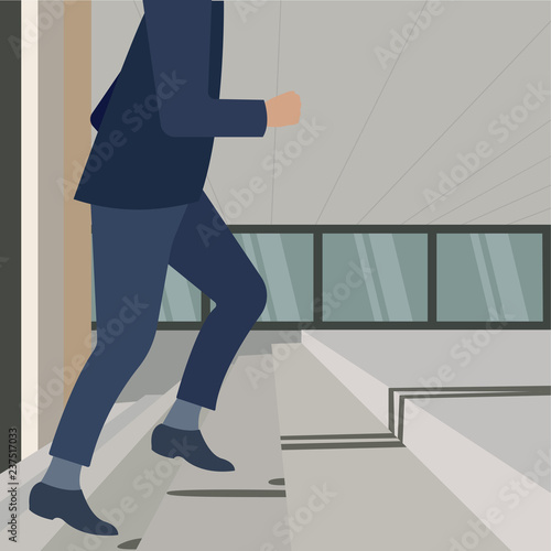 Image of confident businessman walking upstairs illustration