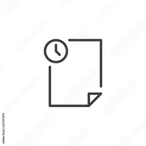 Temporary file outline icon. linear style sign for mobile concept and web design. History archive file and clock simple line vector icon. Symbol, logo illustration. Pixel perfect vector graphics