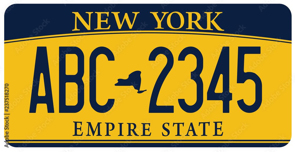 Plaque d'Immatriculation dans le New York aux Etats Unis d'Amérique Stock  Vector | Adobe Stock