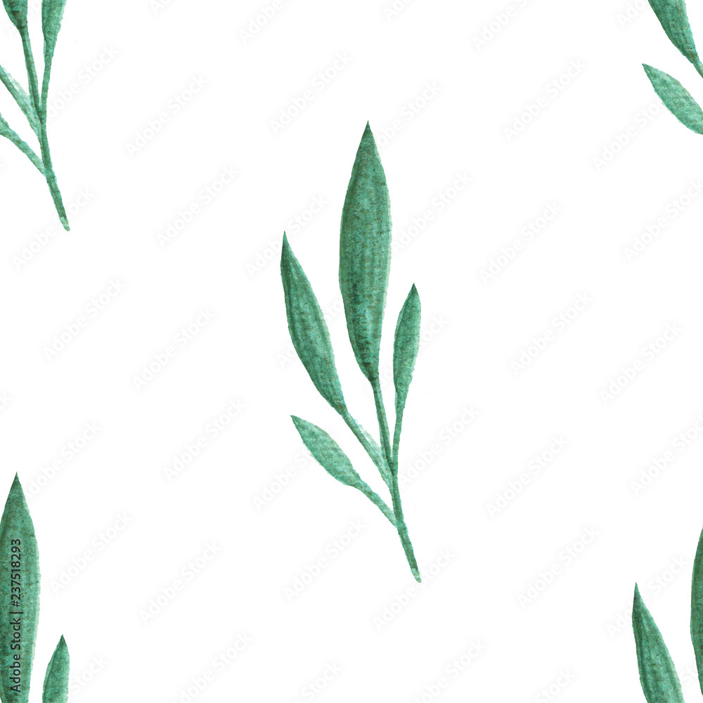 Fototapeta premium Abstract seamless pattern with green branches. Decorative background. Colorful texture for design.
