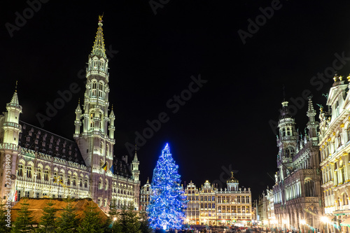 Grand Place of Brussels Belgium in Noel Night 