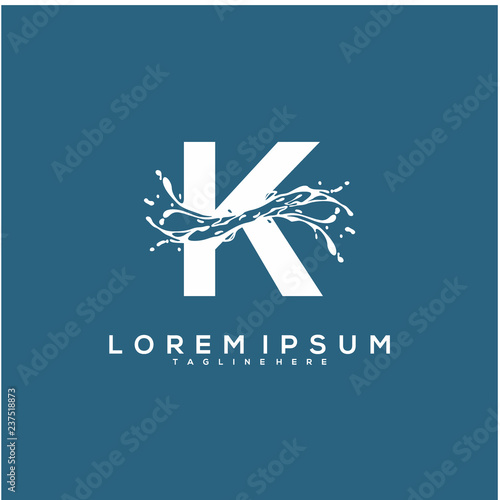 Abstract Initial K logo design concept, water logo vector design
