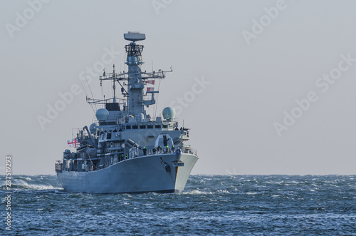 WARSHIP - Frigate on a patrol in the sea
