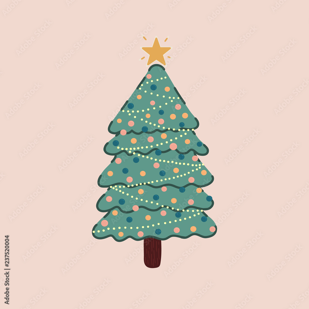 Vector of a Christmas tree decorated. Vector of a Christmas tree decorated.