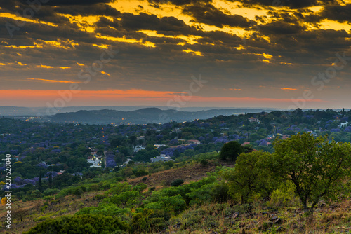 Pretoria, the capitol of South Africa, as viewed from the Klapperkop hill overlooking the city.