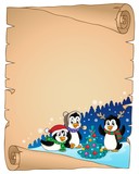 Christmas penguins thematic parchment 4