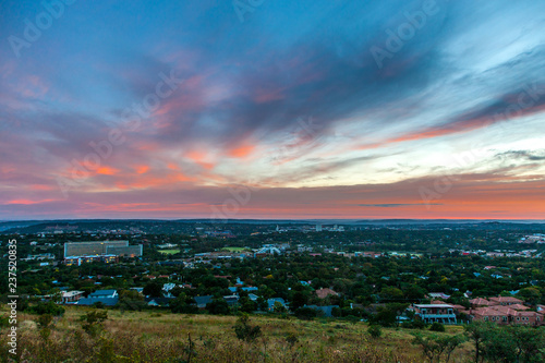 Pretoria, the capitol of South Africa, as viewed from the Klapperkop hill overlooking the city.