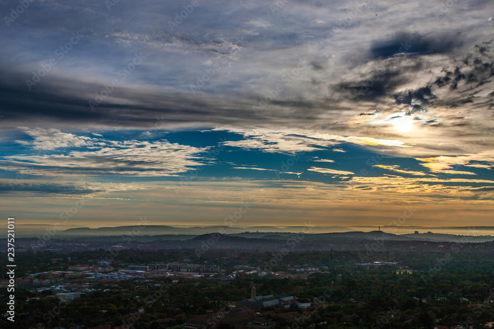 Pretoria, the capitol of South Africa, as viewed from the Klapperkop hill overlooking the city.