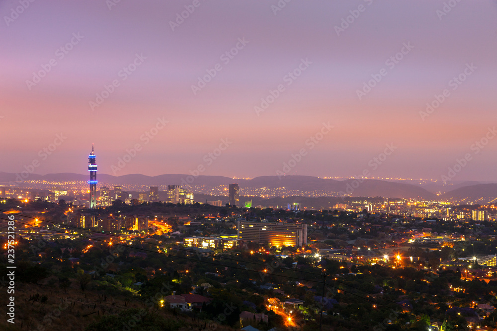 Pretoria, the capital of South Africa, as viewed from the Klapperkop hill overlooking the city.