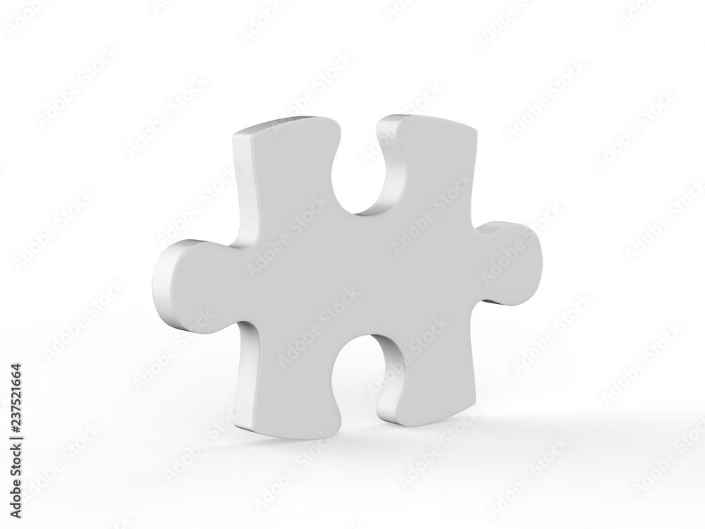 One puzzle piece mock-Up on isolated white background, 3d illustration One puzzle piece mock-Up on isolated white background, 3d illustration