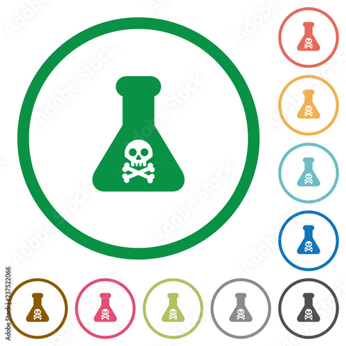 Dangerous chemical experiment flat icons with outlines