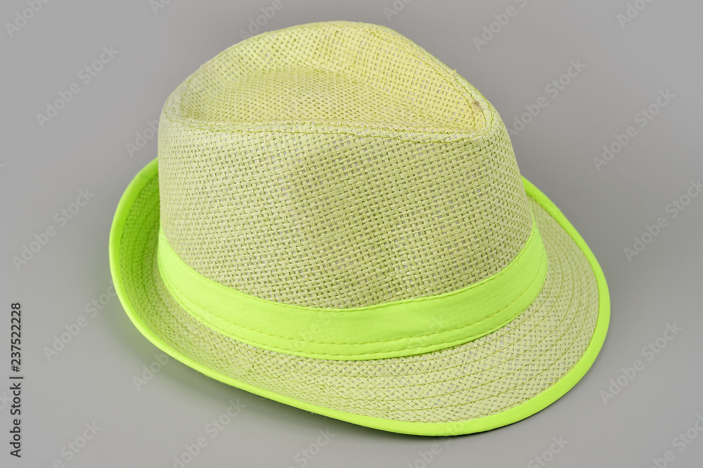 Men's hat on a grey isolated background. Men hat 1960s and 1970s style men’s on white background ,vintage fashion popular Men's hat on a grey isolated background. Men hat 1960s and 1970s style men’s on white background ,vintage fashion popular