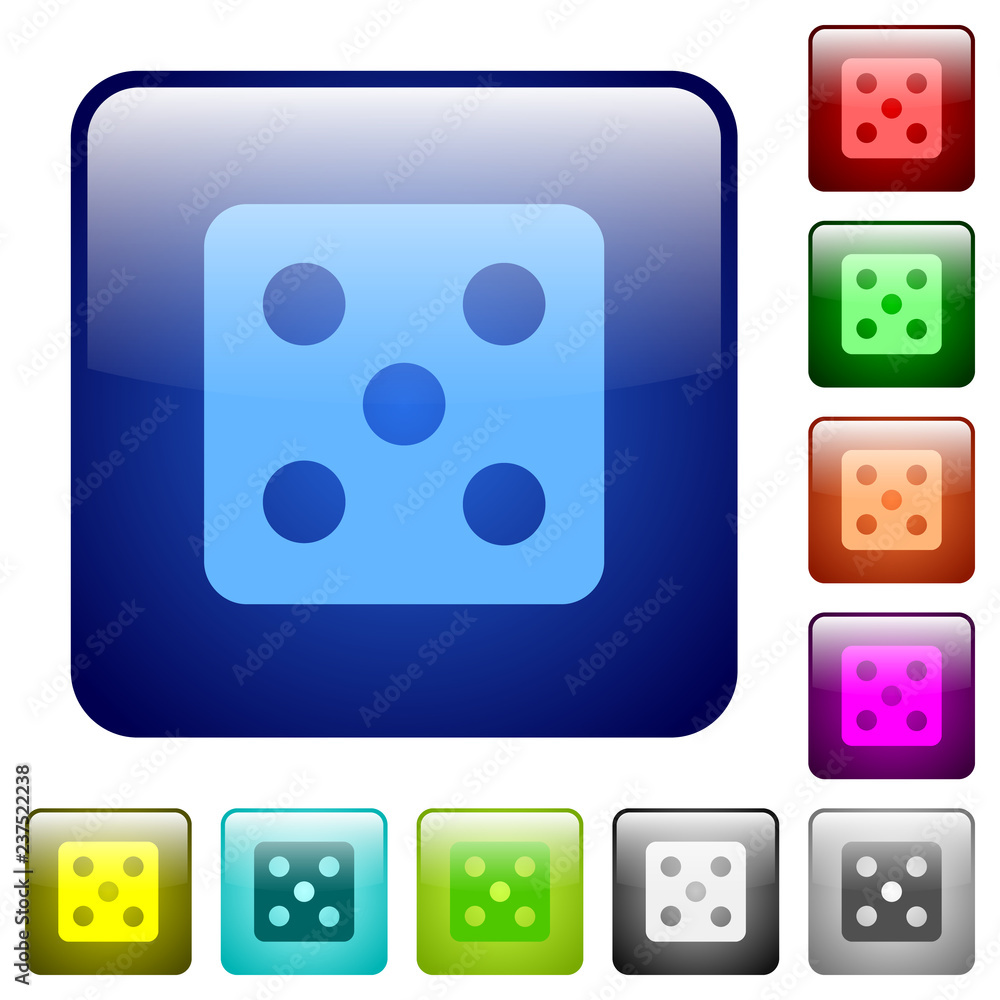 Dice five color square buttons Dice five color square buttons