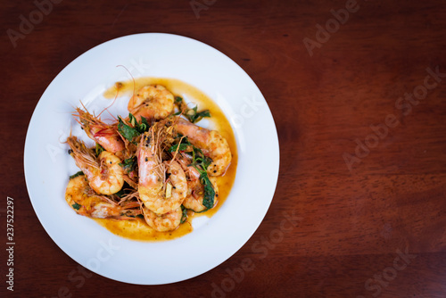 Stir fried red curry with shrimp, Thai food © biwwbbiw