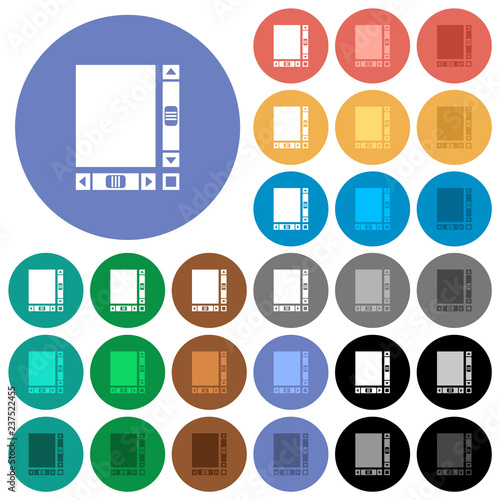 Blank document with scroll bars round flat multi colored icons