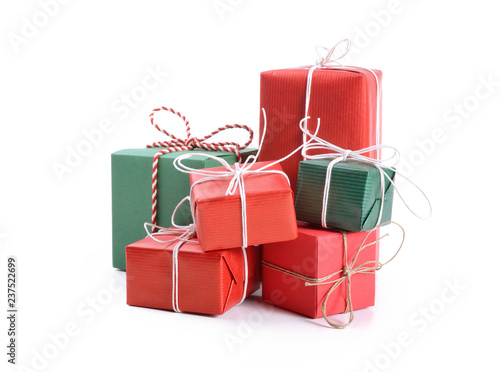 Gift boxes set on white background