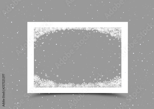 a4 paper frame with snow in corner